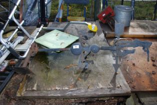 Shooter and dog metal weather vane.