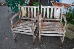 Two patio chairs - 25" wide x 33" high.