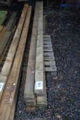 Ten lengths of Tanalised softwood - 3½" x 1¾" x 118" long.