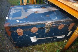 A leather bound trunk, a/f.