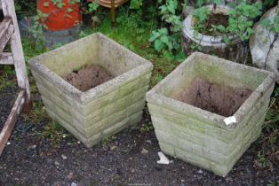 Two square concrete planters -13" square.