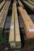 Ten lengths of tanalised softwood - 3½" x 1½" x 118" long.