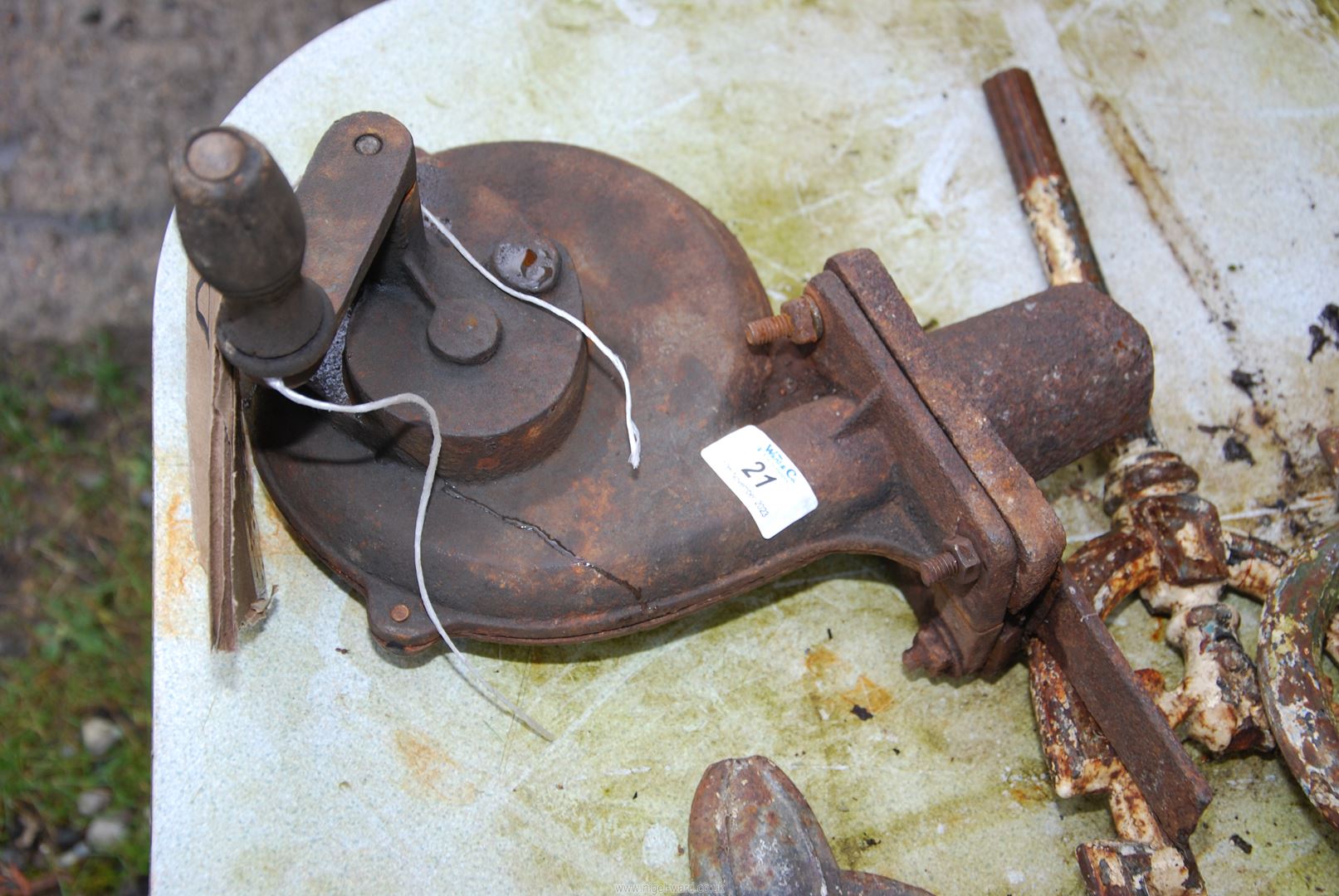 A Blacksmith's iron hand cranked forge fan.