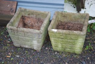 Two Square concrete planters - 13".