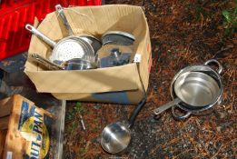 Stainless steel saucepans/steamers.