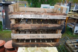 Four Osbaston Hall apple crates.