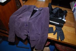 A pair of long boots size 4 and a suede jacket size 16.