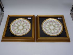 A pair of 19th century Minton porcelain cabinet plates mounted in gilt frames having painted swags