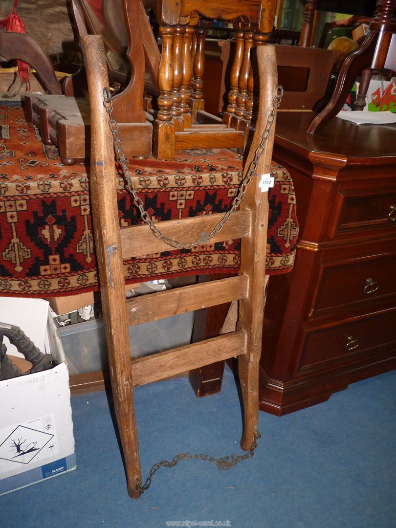 An antique rustic game carrying rack with chains, 41" long x 15" wide. - Image 2 of 3