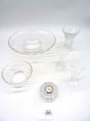 A quantity of glass including Waterford clock and goblets,