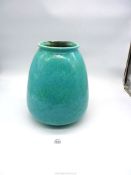 A Ruskin blue and green Vase, possibly circa 1928, 13'' tall.