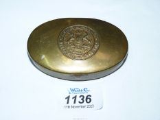 A 1920's Fry & Sons chocolate solid brass snuff box.