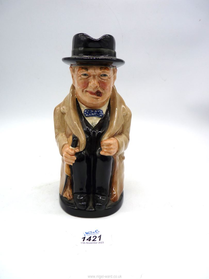 A Royal Doulton 'Winston Churchill' Toby jug, 9 1/4" tall. - Image 3 of 4