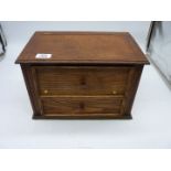 An Oak Box with lift-up lid and lower drawer, 13 1/2'' x 8 1/4'' x 9'' high.