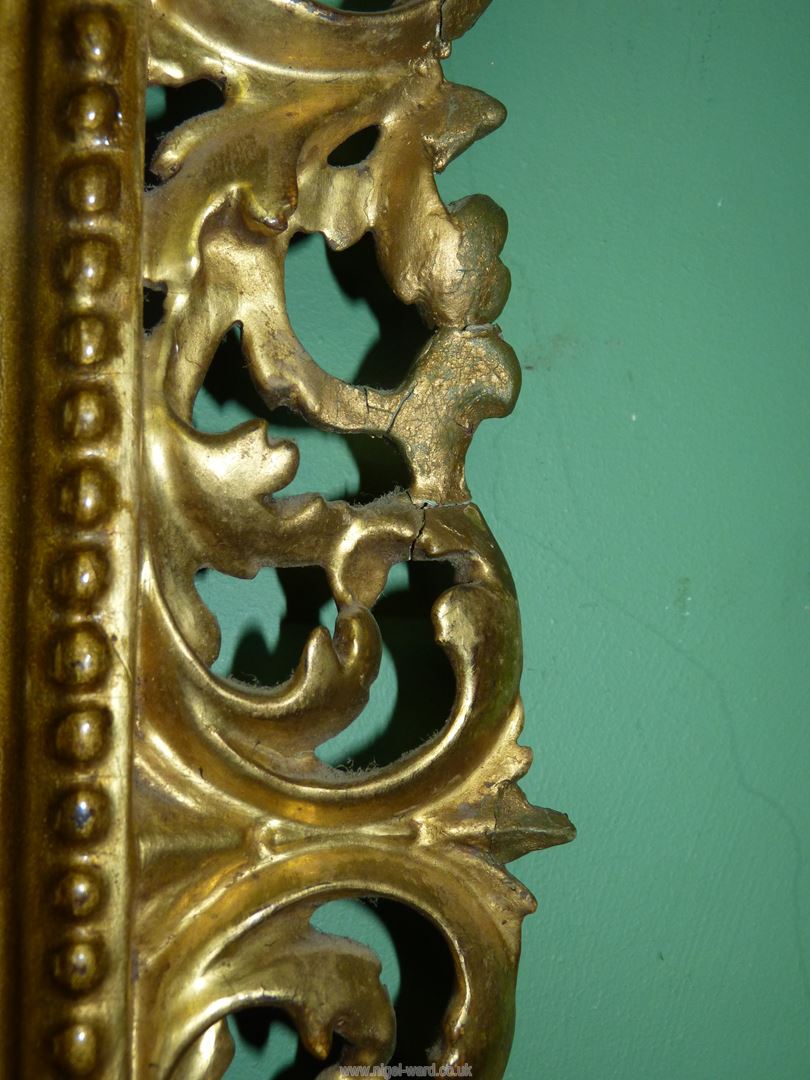A late 18th century rare Florentine gesso frame gilt mirror with beaded decoration, - Image 6 of 12