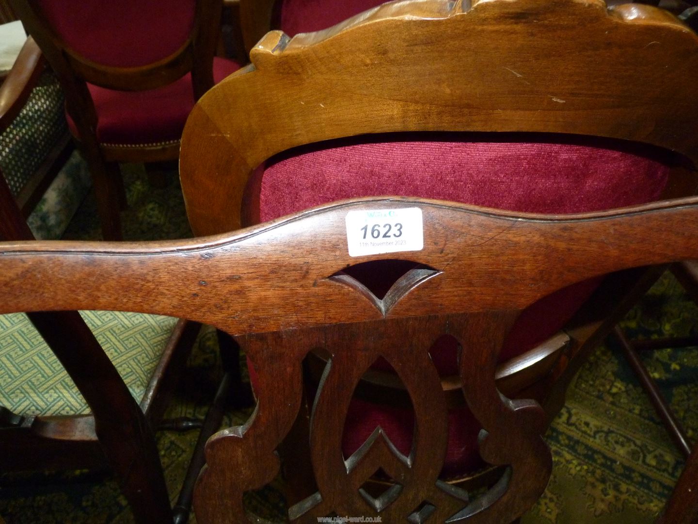 An elegant Georgian Mahogany carver Chair having arms with swept supports, - Image 2 of 2