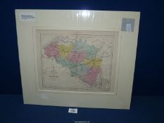 A 19th century Map of Belgium, mounted, 18 3/4" wide x 16 1/4" high.