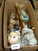 A small quantity of bird ornaments including Royal Doulton doves, Babbacombe owl, G.