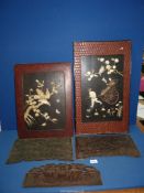 A box of carved Chinese screen panels, some inlaid with bone, a/f.
