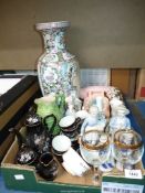 A quantity of china including a large oriental vase, 'Govencroft Glasgow' jug, bud vases, figures,