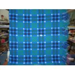 A large Derw reversible Welsh blanket in blue, 95'' x 79''.