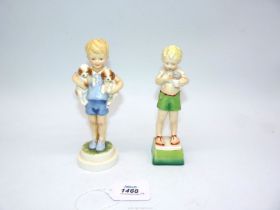 Two Royal Worcester figures; 'Monday's Child' (7 1/2" tall) and 'Friday's Child' (7" tall).