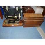 A hand crank Singer sewing machine in working condition,