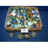 A good quantity of glass marbles, of mixed sizes, some a/f.