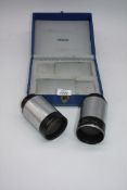 A boxed set of two German made Lenses both marked ISCO - Göttingen Kiptar 7.0 inch f/3 Lenses.
