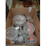 A quantity of cut glass to include; decanters, a vase, stemmed bowls, etc.