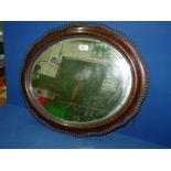 An Edwardian oval bevelled mirror, 25" x 21".