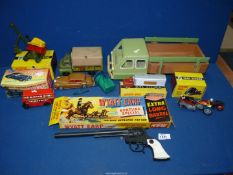 A small quantity of toy cars including battery operated Rolls Royce, 1950's army wagon,