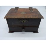 An embossed leather covered Jewellery Box with metal hinges and handles,