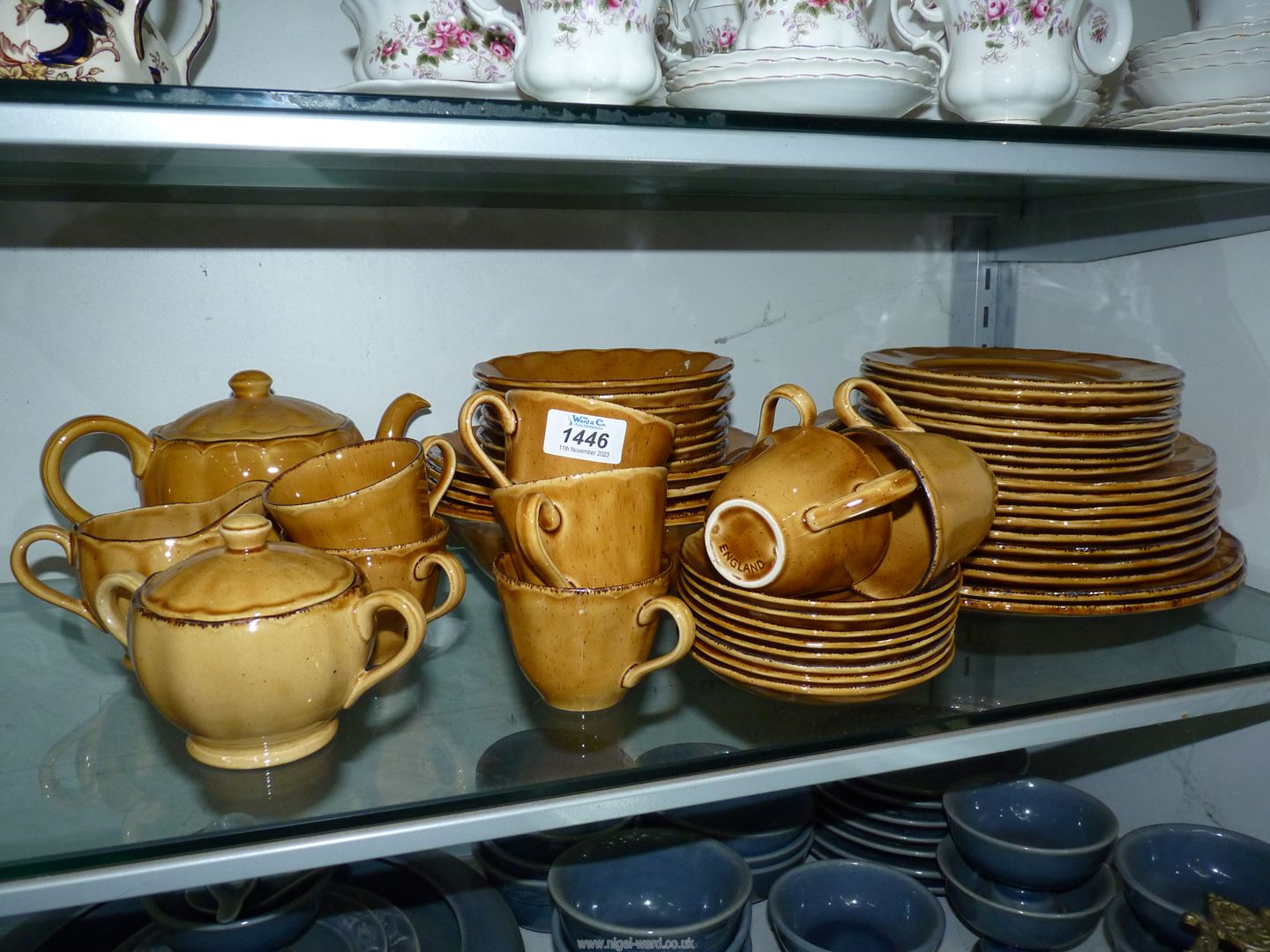 A Colonial Classic dinnerware set for eight and a tea set.