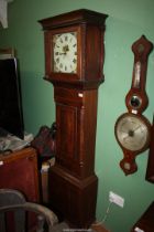 An Oak and Mahogany cased longcase / grandfather clock having light and dark-wood stringing,