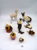 A small quantity of china animals including Beswick Siamese cats, Goebel bee pots and pepper pot,