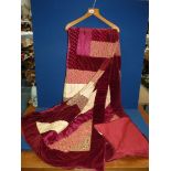 A double, velvet patchwork throw, 101" x 72".