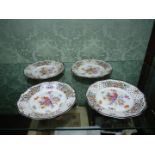 Four Schumann Dresden Pierced porcelain dishes, floral decoration, two damaged, circa 1930.