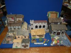 A home made Farmyard with animals including lead, plastic, Britains etc, well loved.