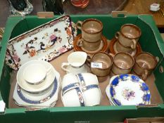 A quantity of china to include; Ten 'Gres Oxford' pottery cups and saucers, Paragon saucer,