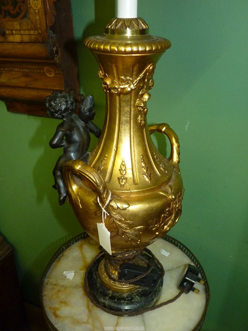 A decorative French gilt metal table lamp, - Image 3 of 4