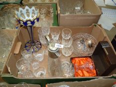 A quantity of glass to include claret jug, Stuart crystal wine glasses, Brierley wine glasses,