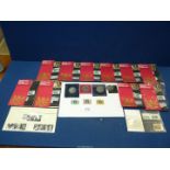 A quantity of coins and stamps to include; commemorative £5 coins, 2007 Queens Diamond Wedding,