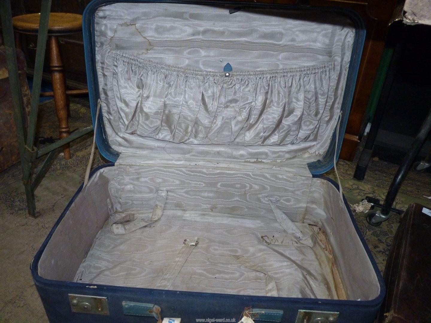 An old blue suitcase and brown leather suitcase belonging to Guy Montague Butler, - Image 3 of 5