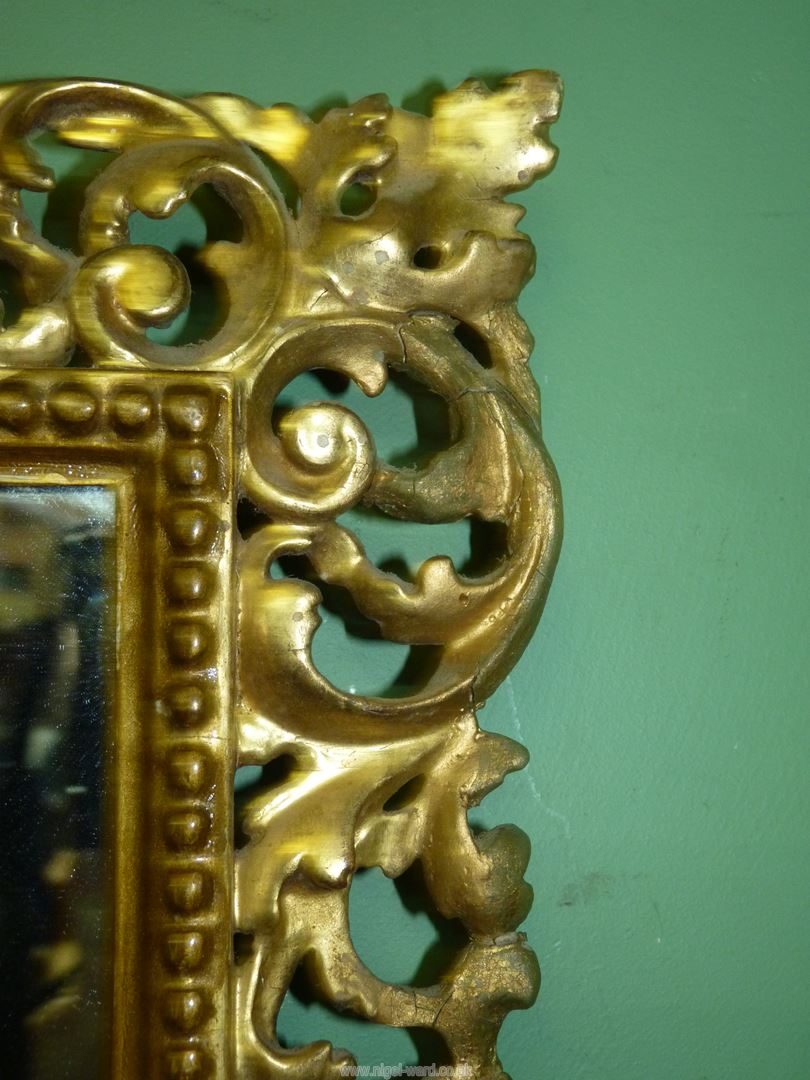 A late 18th century rare Florentine gesso frame gilt mirror with beaded decoration, - Image 5 of 12