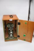 A hardwood cased "Meopta PRAHA, make in Czechoslovakia" Binocular Microscope, serial no.