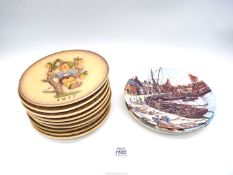 A quantity of Goebel Christmas plates (mid 1970's-80's) and four Poole 'Famous Fishing Harbours'