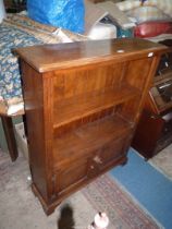 An Oak floor standing bookcase having an adjustable shelf and with a cupboard below having a pair