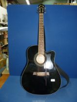 An 'Ibanez' electric acoustic guitar.