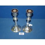 A pair of early 20th century unusual silver Art Nouveau candlesticks with wide tortoiseshell rim to